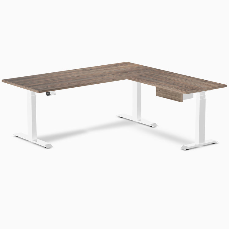 Desky Eco L-Shape Melamine Standing Desk With Drawer