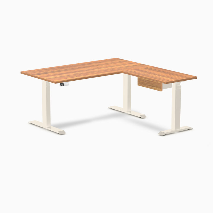 Desky Eco L-Shape Melamine Standing Desk With Drawer
