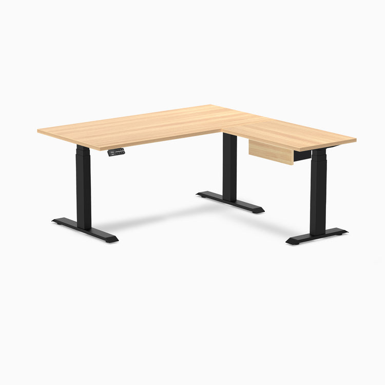 Desky Eco L-Shape Melamine Standing Desk With Drawer
