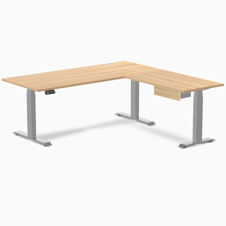 Desky Eco L-Shape Melamine Standing Desk With Drawer