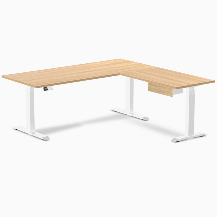 Desky Eco L-Shape Melamine Standing Desk With Drawer