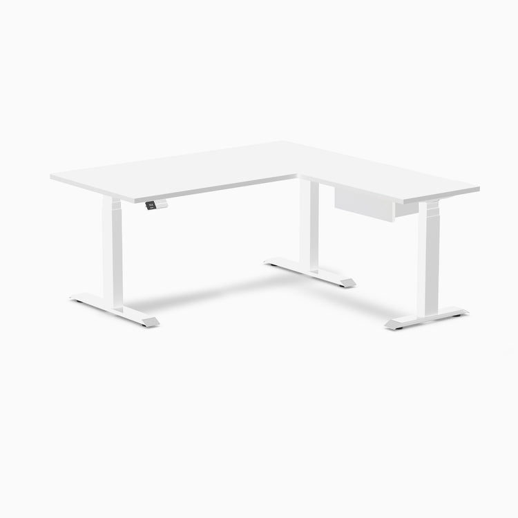 Desky Eco L-Shape Melamine Standing Desk With Drawer