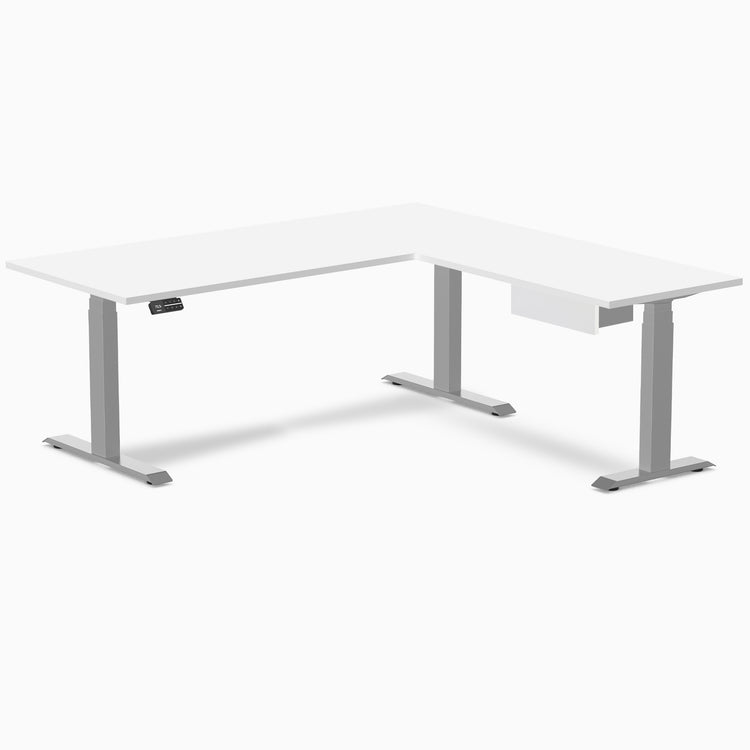 Desky Eco L-Shape Melamine Standing Desk With Drawer