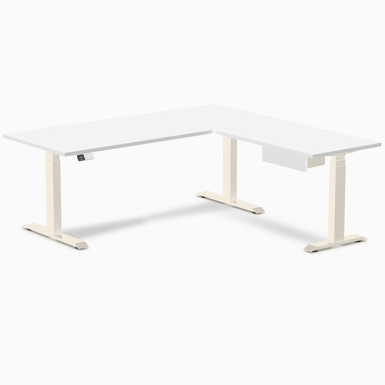 Desky Eco L-Shape Melamine Standing Desk With Drawer