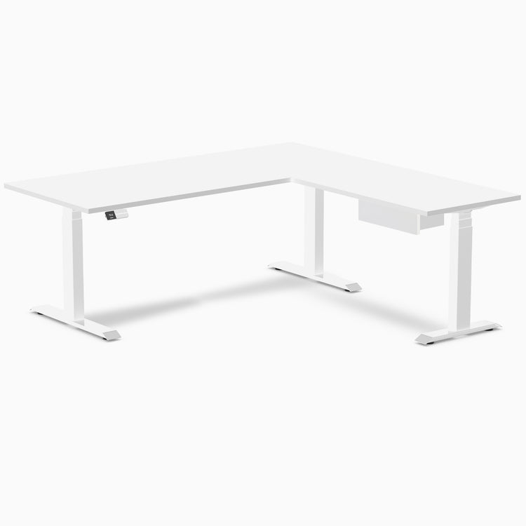 Desky Eco L-Shape Melamine Standing Desk With Drawer