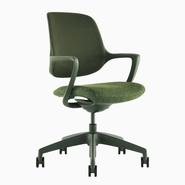 Dark green office low back chair ergonomic