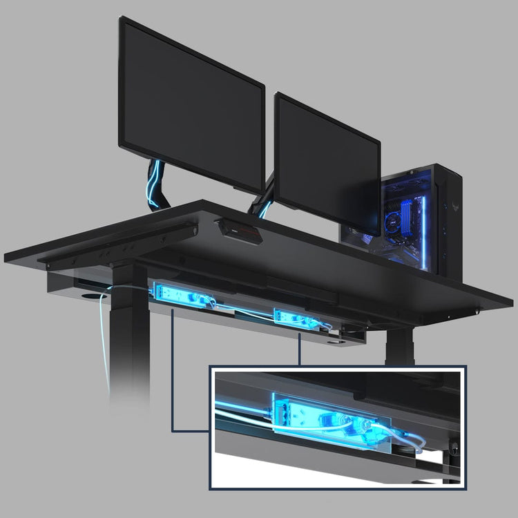 Desky Integrated Cable & Power Channel-Matte Black Desky®