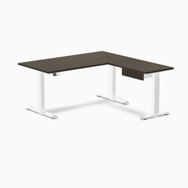 Desky Bamboo L-Shape Standing Desk With Drawer