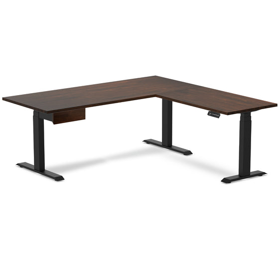 Desky Rubberwood L-Shape Standing Desk With Drawer