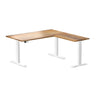 Desky Hardwood L-Shape Sit Stand Desk teak 1500mm