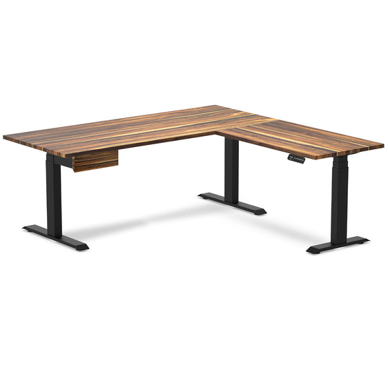 Desky Hardwood L-Shape Standing Desk With Drawer