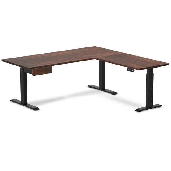 Desky Softwood L-Shape Standing Desk With Drawer