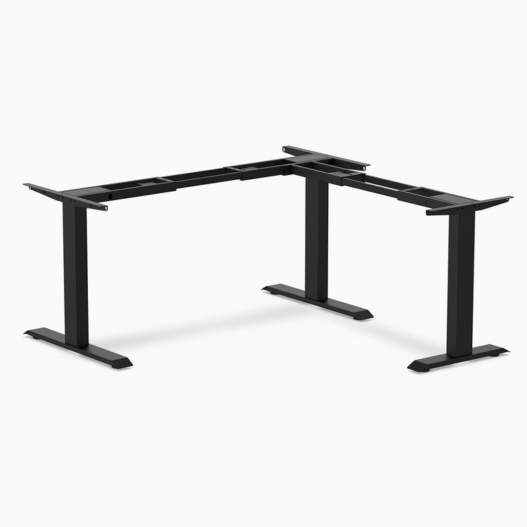 desky zero fixed L-shape frame office desk black