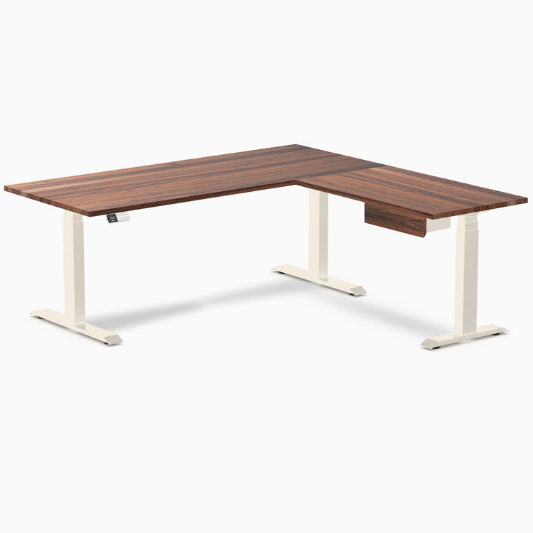 Desky Hardwood L-Shape Standing Desk With Drawer
