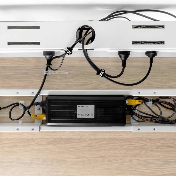 Desky mini cable and management tray under Desky standing desk