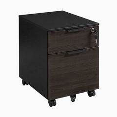 Desky Minimal Filing Cabinet, Black frame, Burnished Wood Melamine