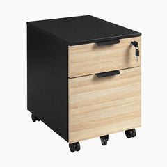 Desky Minimal Filing Cabinet, Black frame, Classic Oak Melamine