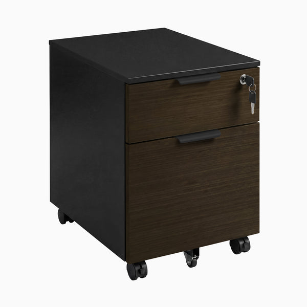 Desky Minimal Filing Cabinet, Black frame, Dark Bamboo