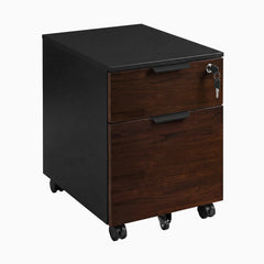 Desky Minimal Filing Cabinet, Black frame, Dark Walnut Rubberwood