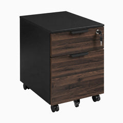 Desky Minimal Filing Cabinet, Black frame, Jarrah Legno Melamine