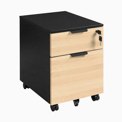 Desky Minimal Filing Cabinet, Black frame, Maple Hardwood