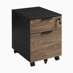 Desky Minimal Filing Cabinet, Black frame, Natural Walnut Melamine