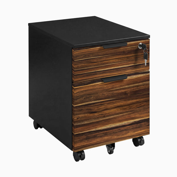 Desky Minimal Filing Cabinet, Black frame, Pheasantwood Hardwood