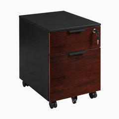 Desky Minimal Filing Cabinet, Black frame, Red Walnut Rubberwood