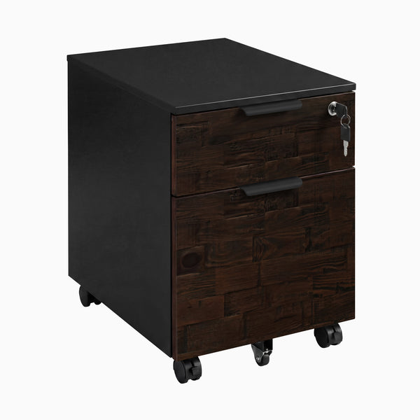 Desky Minimal Filing Cabinet, Black frame, American Rustic Pine Softwood