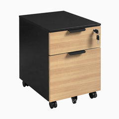 Desky Minimal Filing Cabinet, Black frame, Sublime Teak Melamine