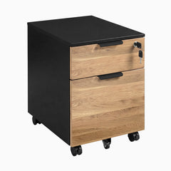 Desky Minimal Filing Cabinet, Black frame, White Oak Hardwood
