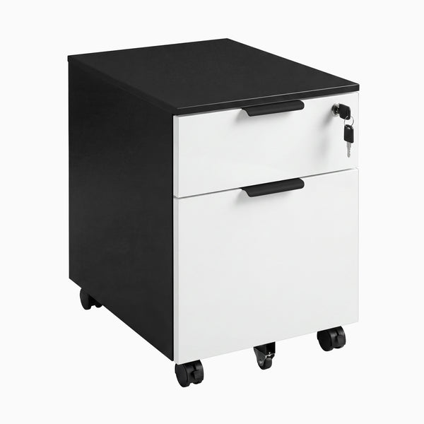 Desky Minimal Filing Cabinet, Black frame, White Melamine