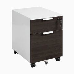 Desky Minimal Filing Cabinet, White frame, Burnished Wood Melamine
