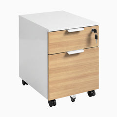 Desky Minimal Filing Cabinet, White frame, Sublime Teak Melamine