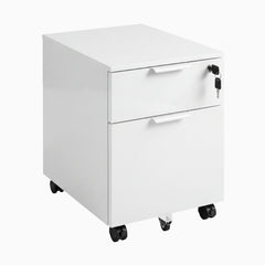 Desky Minimal Filing Cabinet, White frame, White Melamine