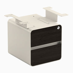 Desky Minimal Under Desk Cabinet, Burnished Wood Melamine, Wheat frame
