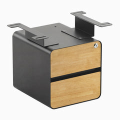 Desky Minimal Under Desk Cabinet, Light Oak Rubberwood, Space Grey frame