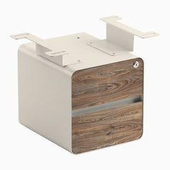 Desky Minimal Under Desk Cabinet, Natural Walnut Melamine, Wheat frame