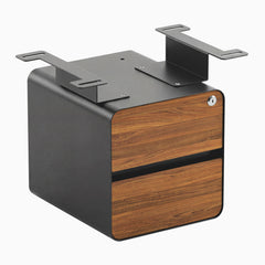Desky Minimal Under Desk Cabinet, Prime Oak Melamine, Space Grey frame