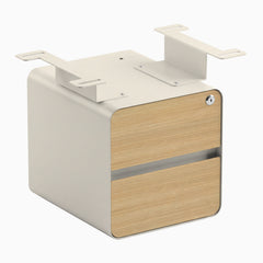 Desky Minimal Under Desk Cabinet, Sublime Teak Melamine, Wheat frame