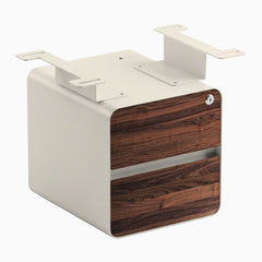 Desky Minimal Under Desk Cabinet, Walnut Hardwood, Wheat frame