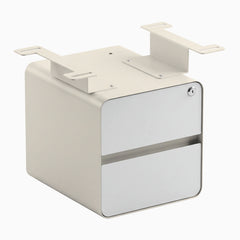 Desky Minimal Under Desk Cabinet, White Melamine, Wheat frame