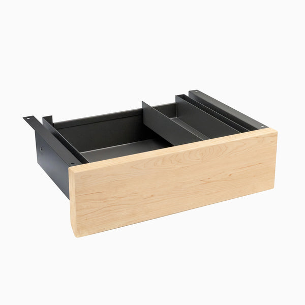 Desky Minimal Under Desk Drawer, Maple Hardwood desktop, Space Grey frame