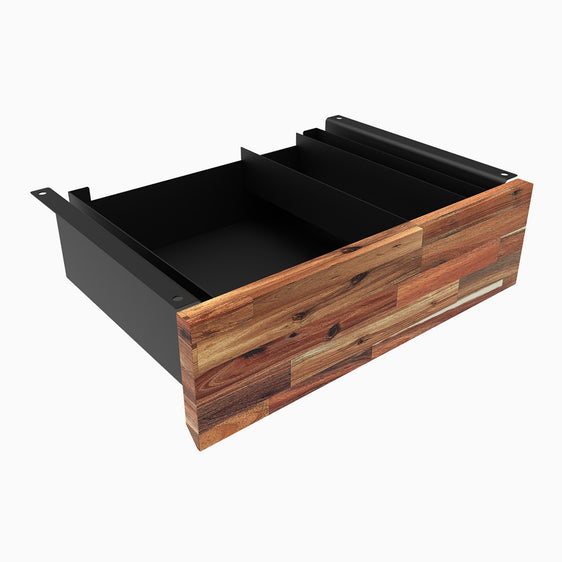 Minimal under desk drawer in Acacia in black