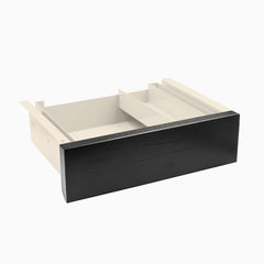 Desky Minimal Under Desk Drawer, Black Ash Hardwood desktop, Wheat frame