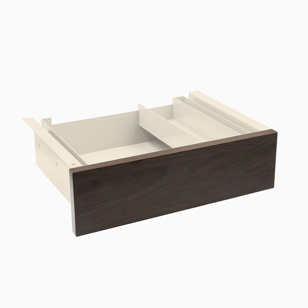 Desky Minimal Under Desk Drawer, Burnished Wood Melamine desktop, Wheat frame