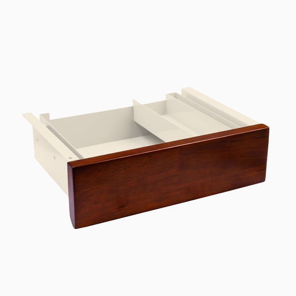 Desky Minimal Under Desk Drawer, Red Walnut Rubberwood desktop, Wheat frame