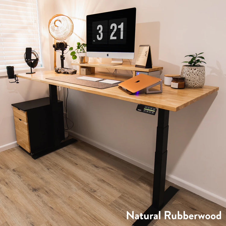 Almost Perfect Desky Dual Rubberwood Sit Stand Desk