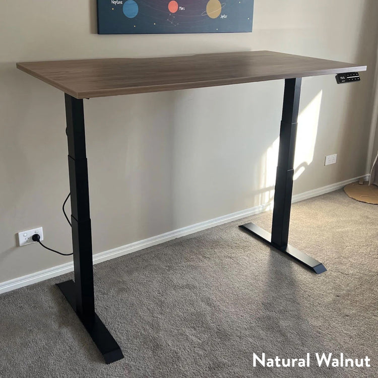 dual scalloped desk wfh set up in natural walnut