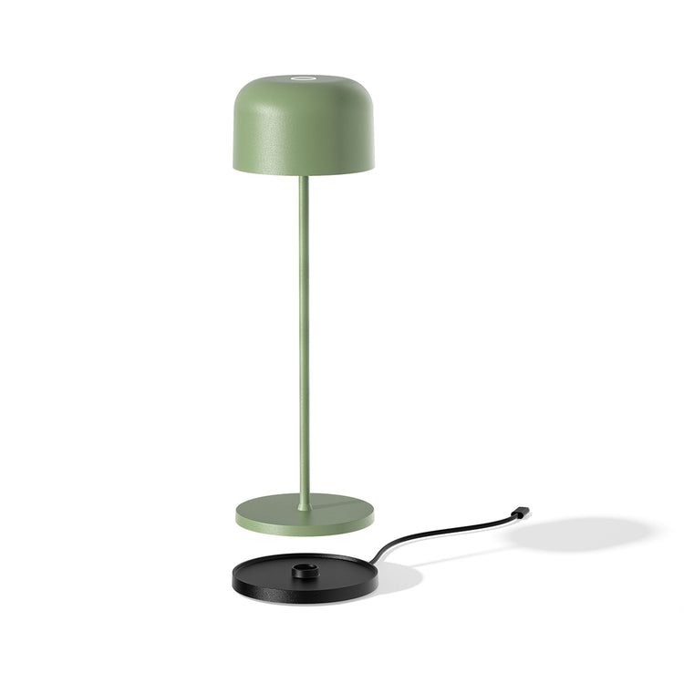 Desky rechargeable orbit desk lamp with magnetic charging dock in sage